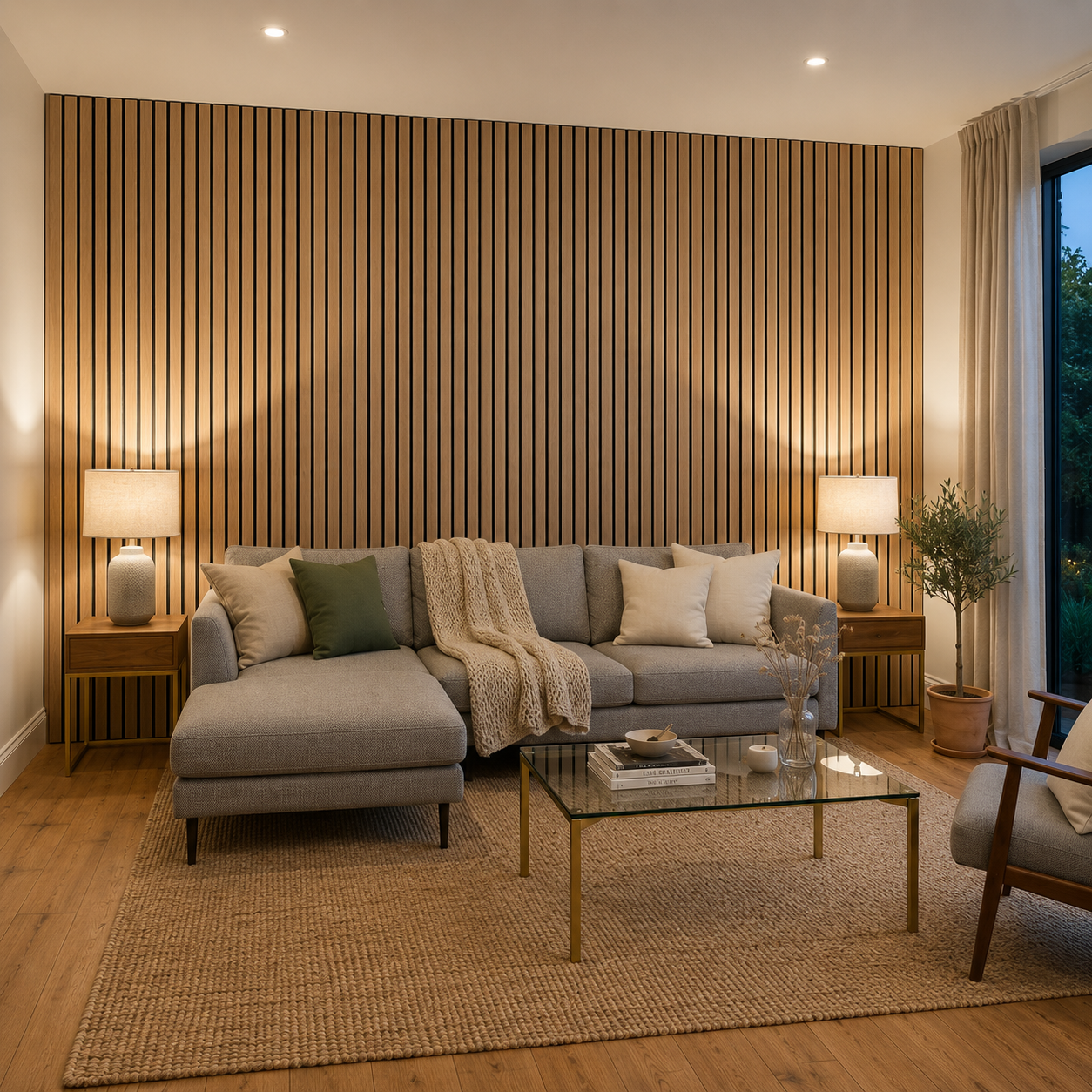 PrimeWalnut™ Acoustic Slat Panel — XL 270 × 110 cm
